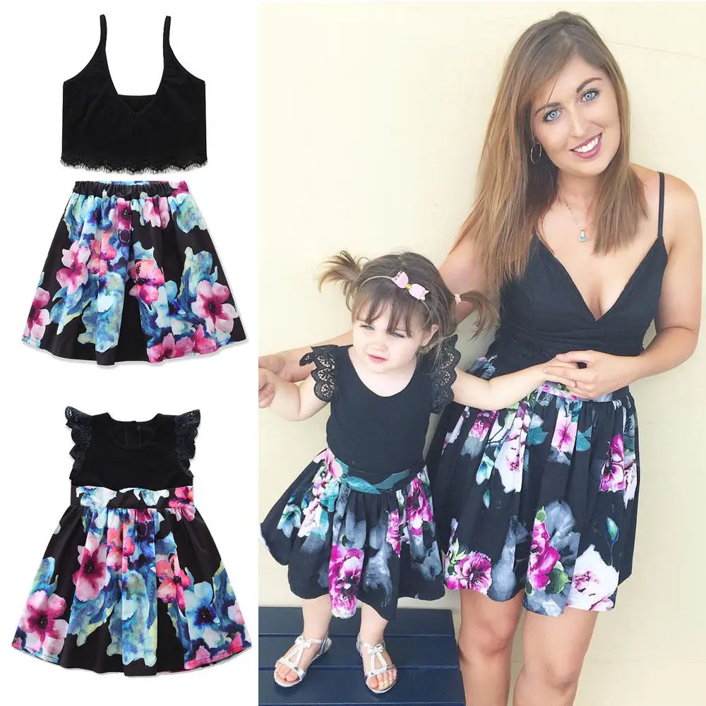 Женское платье пачка без рукавов с цветочным принтом|dress mother daughter|matching outfitsmother