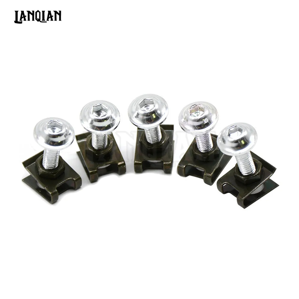 Silver 5 шт. 6 мм мотоциклетные винты обтекателей для yamaha fz6 fazer r1 2004 honda rebel cr dio fit goldwing hornet integra magna - Название цвета: Silver