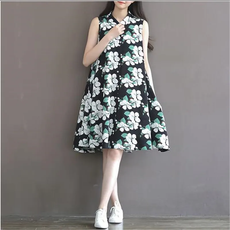 Новинка 2017 европейские свободные большие размеры модные женские летние платья с