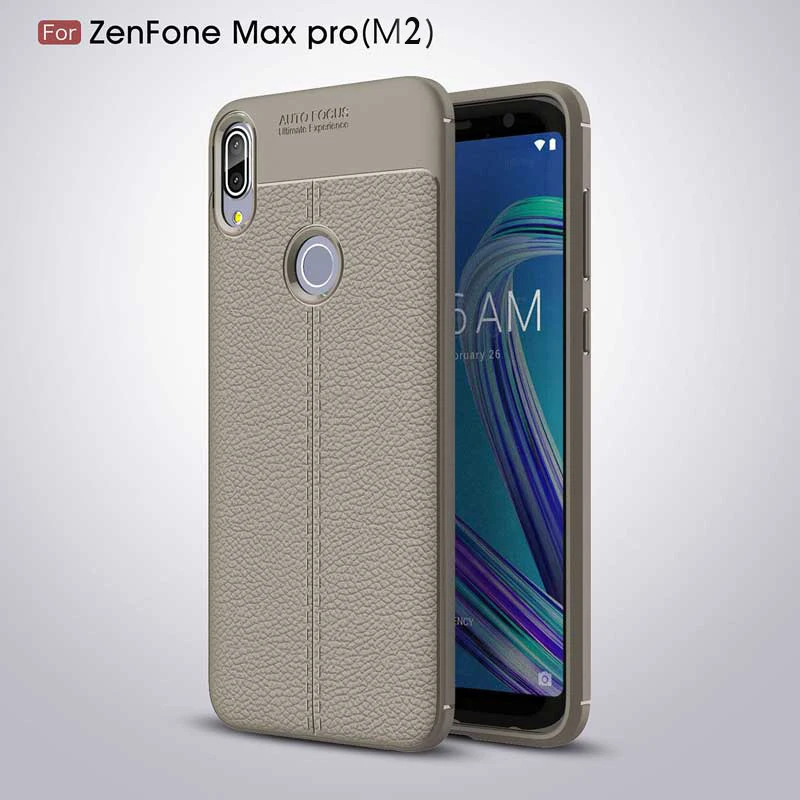 Чехол для телефона s для Asus Zenfone Max Pro M2 ZB631KL, мягкая кожа, текстура, полная защита, чехол на Max Pro M 2 ZB633KL Coque - Цвет: Gray