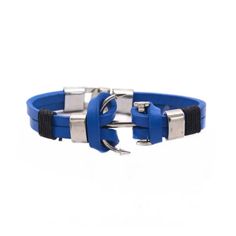 Лидер продаж! Мужской браслет с якорем из нержавеющей стали натуральной кожи