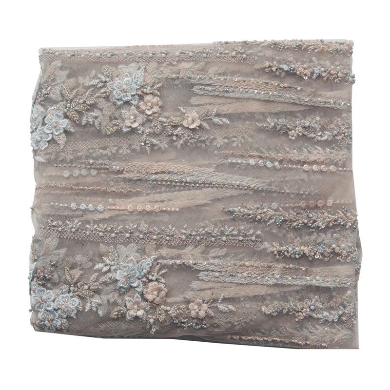 Hand-nailed Beads Three-dimensional Embroidery Soft Screen Yarn Positioning Lace Fabric Gift Dress Material sequin | Дом и сад