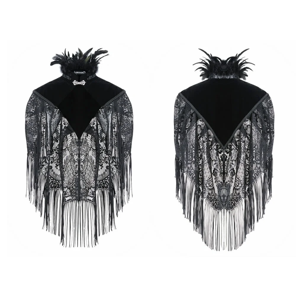 Darkinlove Women's Velvet and Lace Gothic Cape Evening Party Women Vintage Cloak Female Short Coat |