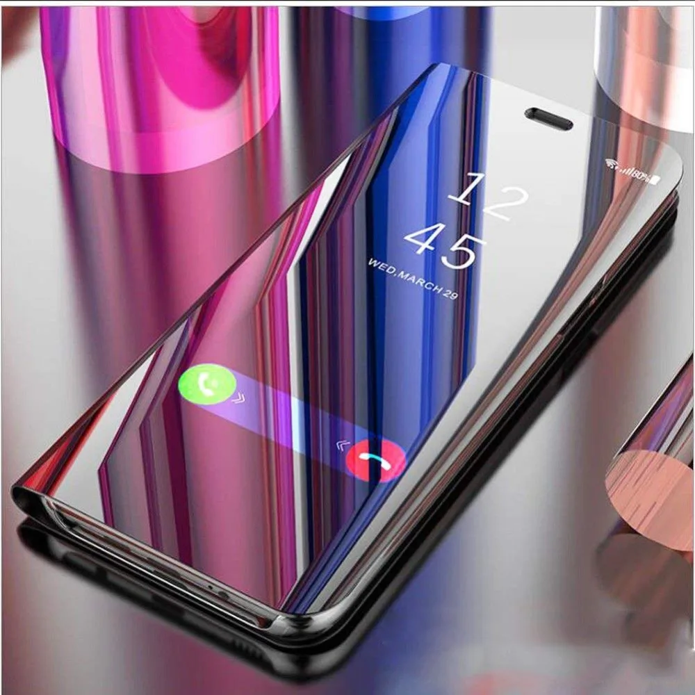 Прозрачный зеркальный флип Стенд чехол для телефона Huawei p20 Pro Clear View Smart Awaken окно