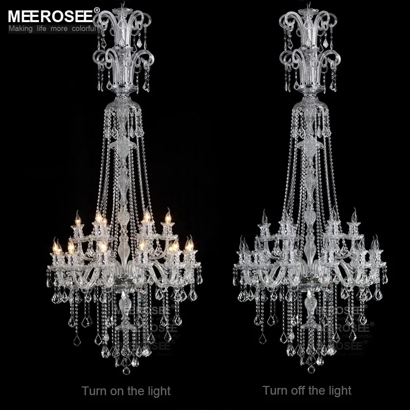 

Galaxy Long Crystal Chandelier Light Fixture 18 lights Clear Large Hotel Crystal Light Lustres Prompt Shipping MD2456