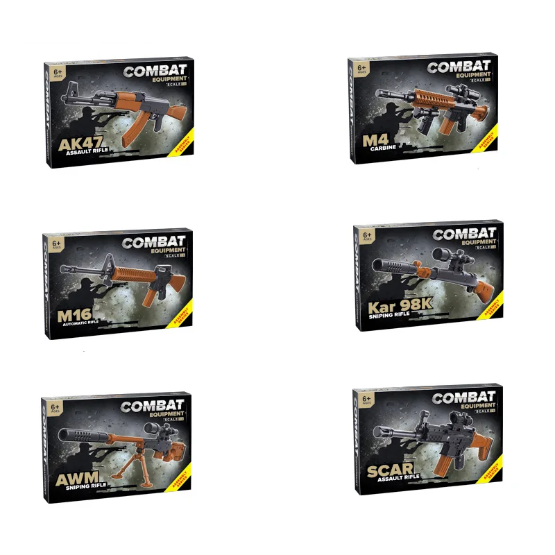 12 шт./компл. детей AK47/M4/AWM/M16 мини винтовка DIY bausteine Spielzeug Pistole Пластик монтаж бластер