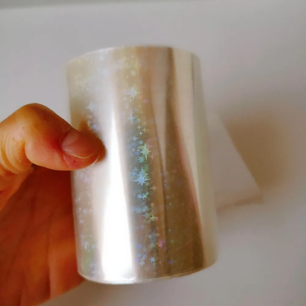 New Style Holographic Five Stars Transparent Foil Hot Stamping On Paper or Plastic 8cm x 120m/Lot DIY Package Box | Инструменты