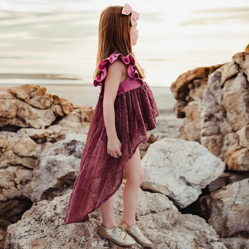 

Ins hot style summer baby dress Europe and America style trend lace dress irregular swallowtail girls dress Free Shipping DR134