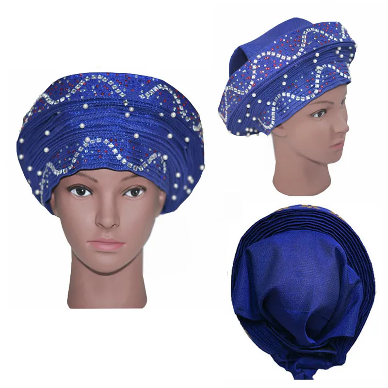 Высокое качество Aso Oke Gele Headtie нигерийские традиционные свадебные бусины 022 Auto