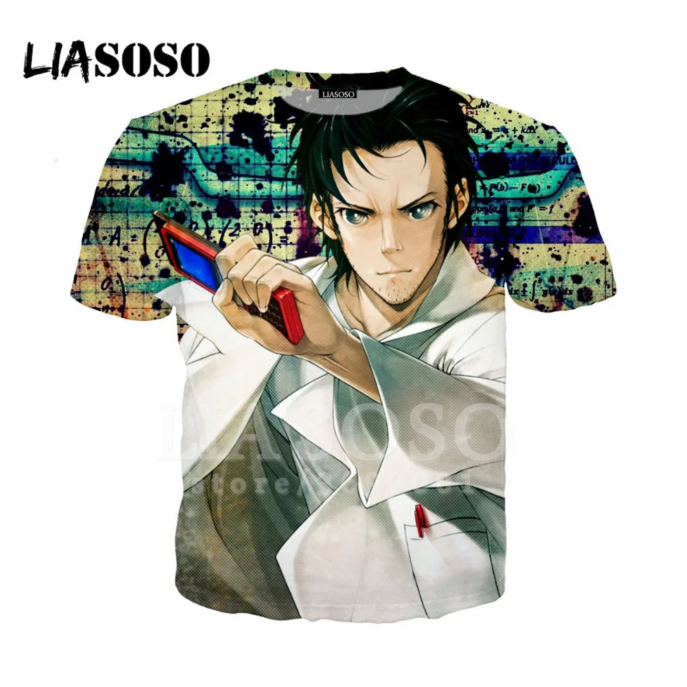 Женская и мужская футболка с 3D принтом LIASOSO Steins Gate Okabe Rintarou Makise Kurisu летняя в стиле