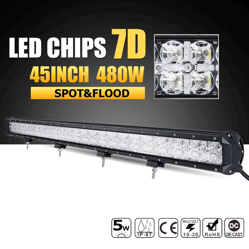 Светодиодная фара Oslamp 480 Вт 45 дюймов 7D для внедорожников 12 В 24 квадроциклов лодок