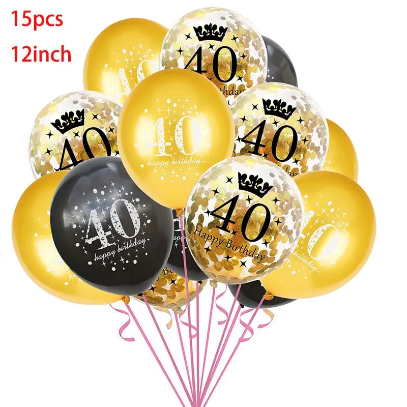 40th Birthday 18 30 40 50 лет День рождения черные золотые воздушные шары надувной воздушный шар 60 70 80 лет балон день рождения деко для взрослых S1XZ - Цвет: 40th Birthday