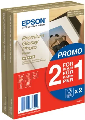 Epson Премиум Глянцевая фотобумага 10x15 см 2x40 листов белый премиум глянец 255 г/м² 80