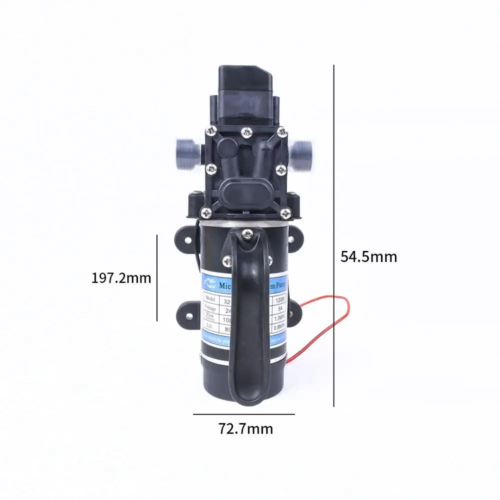 24V 100W DC 24 в 120 Вт 130PSI 10л/мин вода высокого давления мембранный самовсасывающий насос сельскохозяйственный Электрический водяной насос Автомойка спрей - Напряжение: 24V 100W