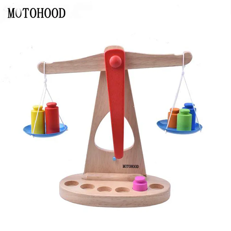 

MOTOHOOD Toys For Baby Intelligence Wooden Weight Balance Scales Toys For Kids Building Blocks Enlighten Wood Toys Developmental