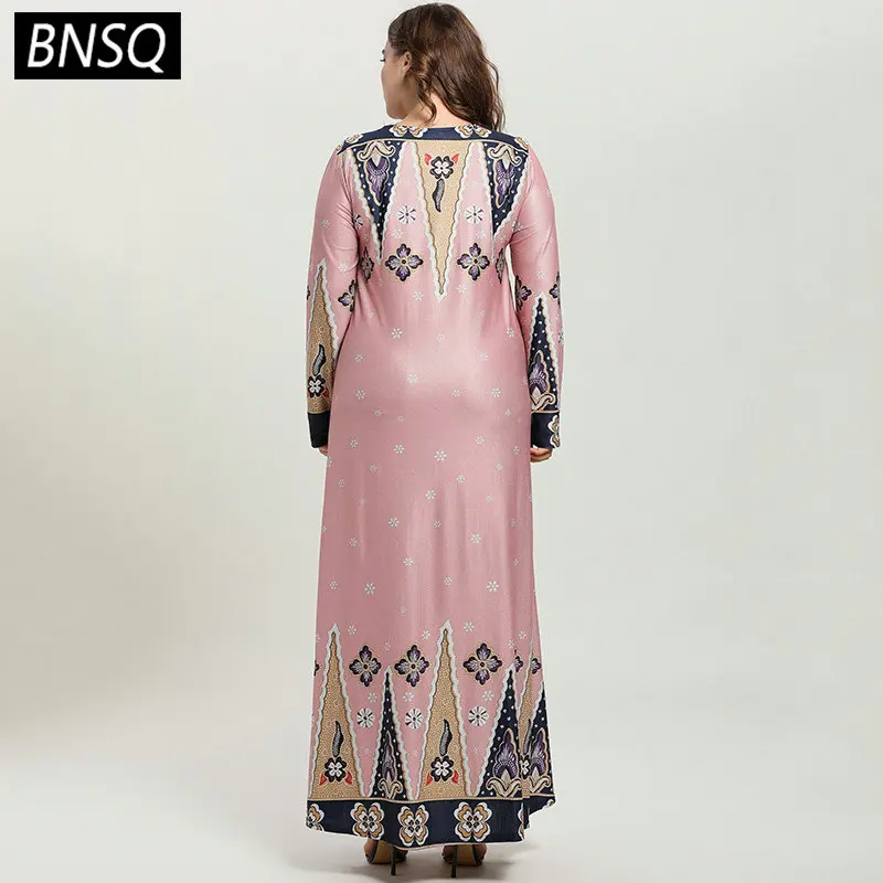 BNSQ элегантное женское розовое длинное платье модные мусульманские повседневные