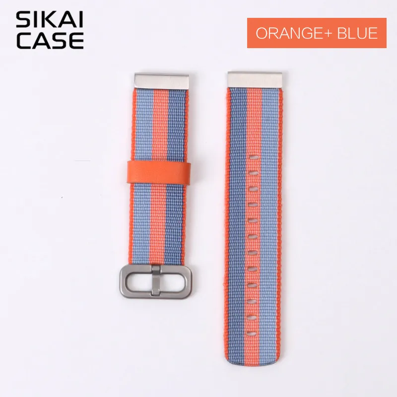 SIKAI 20 мм Универсальный сменный нейлоновый Браслет Для Xiaomi Huami Aamazfit Smartwatch ремешок для Aamazfit bip bit браслеты - Цвет: Orange  Blue