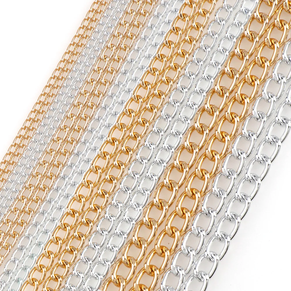 

0.8-2mm Aluminum Metal Twisted Chains Bulk Fit Bracelets Findings Curb Open Link Chain For DIY Jewelry Making