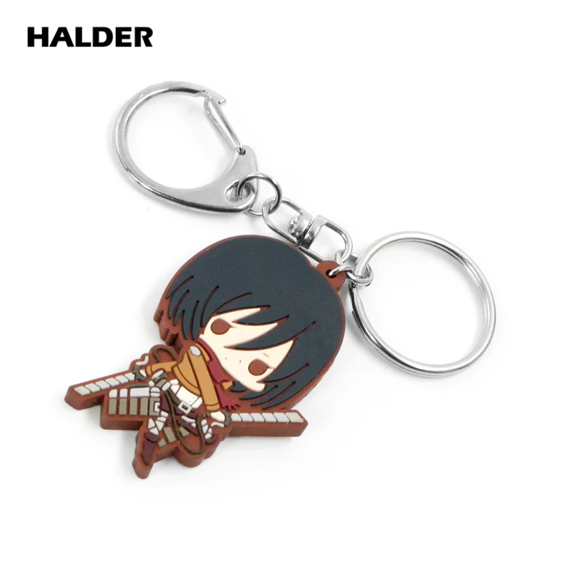 Halder аниме Атака Титанов Eren Mikasa Саша блузка Hange Zoe фигурные Подвески мягкие ПВХ Брелоки держатель ключей автомобильные брелоки на сумку