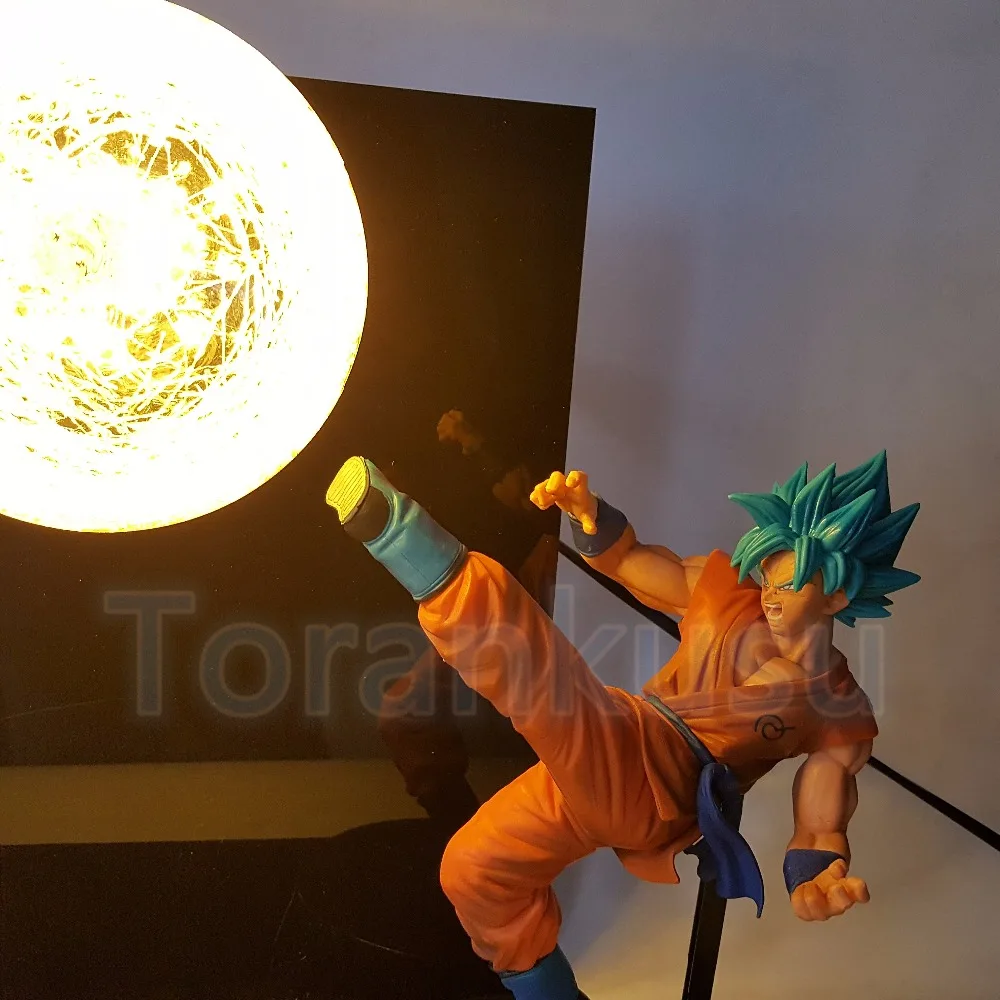 Dragon Ball Z фигурку Бог Гоку Супер Saiyan светодиодное освещение Дисплей игрушки аниме