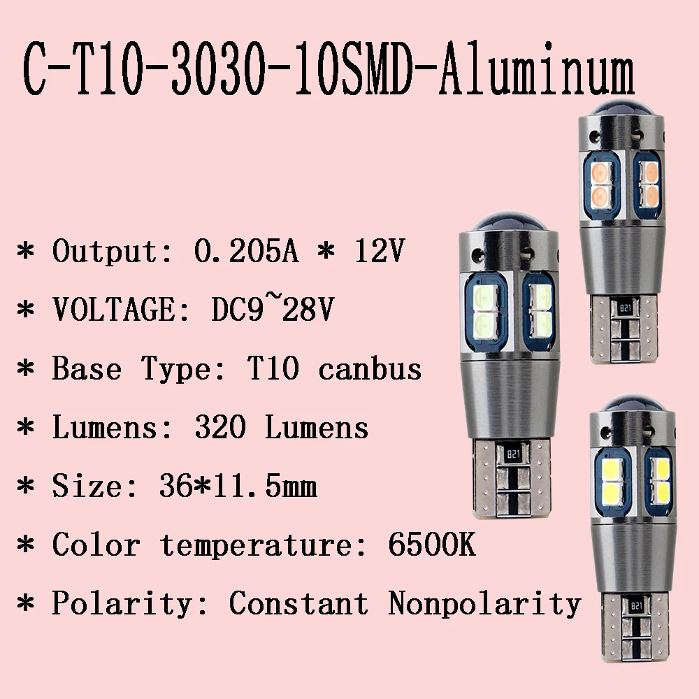 2 шт. Автомобильные светодиодные ламсветильник Canbus W5W T10 3030 10SMD 194|Сигнальная лампа|