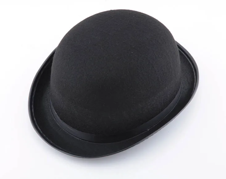 Шляпа Чаплина Войлок Черная Fedora Шапки смешной костюм Косплэй Хэллоуин для мужчин