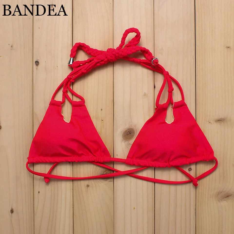 BANDEA бикини 2019 женские купальники топы с лямкой через шею купальник однотонный