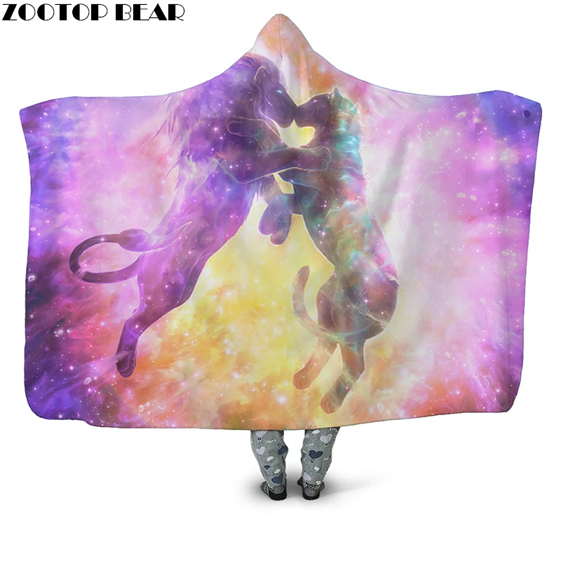 Цветное одеяло с капюшоном пара повседневное мягкое изображением животных