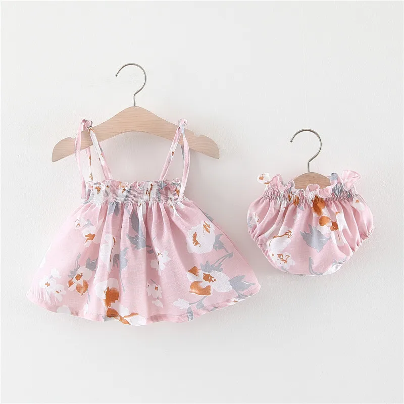 

Baby Clothes Set 2019 New Girls Cotton Printed Sling Tops + PP Pants