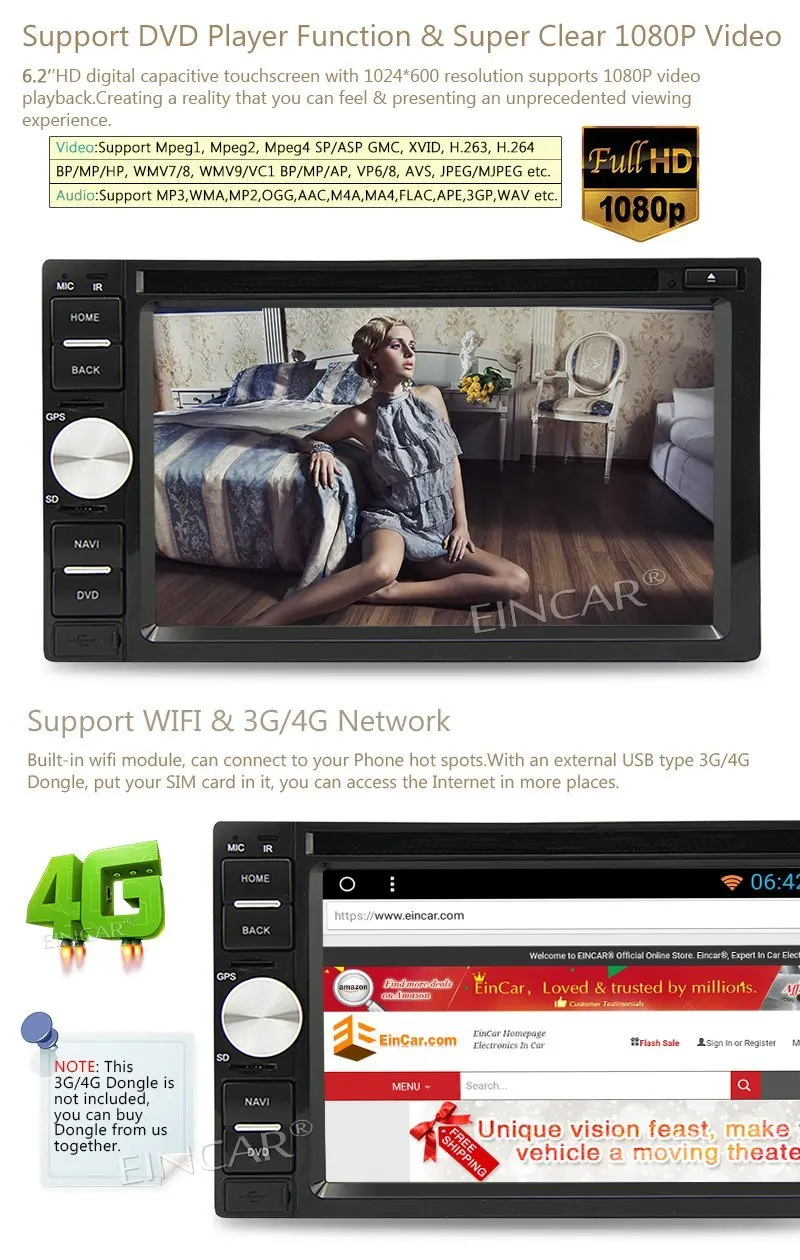 6 2 'ƈ din Восьмиядерный Wifi Mirrorlink Android 7 1 автомобильный аудио стерео в тире