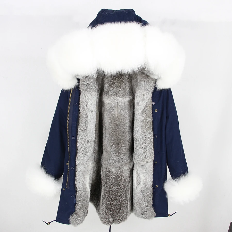 4 OFTBUY, новинка, зимняя куртка, Женская длинная парка, воротник из белого лисьего меха, капюшон, толстая, теплая, подкладка из меха кролика, верхняя одежда, уличная одежда, новинка - Цвет: 4