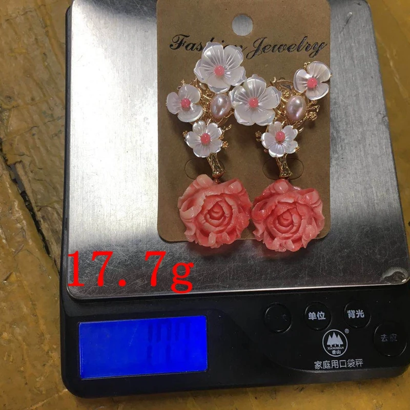 Женские серьги подвески LouLeur Коралловая Серьга из стерлингового серебра 925 пробы