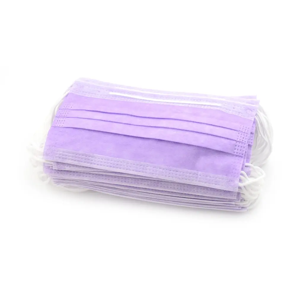 Purple 50 шт. 3-слойные фанерные Анти-пыль одноразовые хирургические медицинские салон сварочная маски со ртом для лица зеленый/желтый/белый/розовый/синий/черный - Цвет: Purple