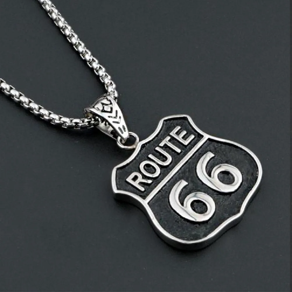 С случайной подарочной цепочкой the Will Rogers Highway US Route 66 Mother Road 316L Подвеска из
