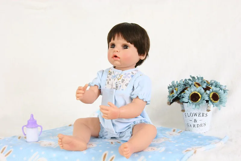 

55cm Full Silicone Reborn Baby Boy Doll Toy For Girls Boneca 22inch Vinyl Newborn Babies Like Real Birthday Gift Child Bathe Toy