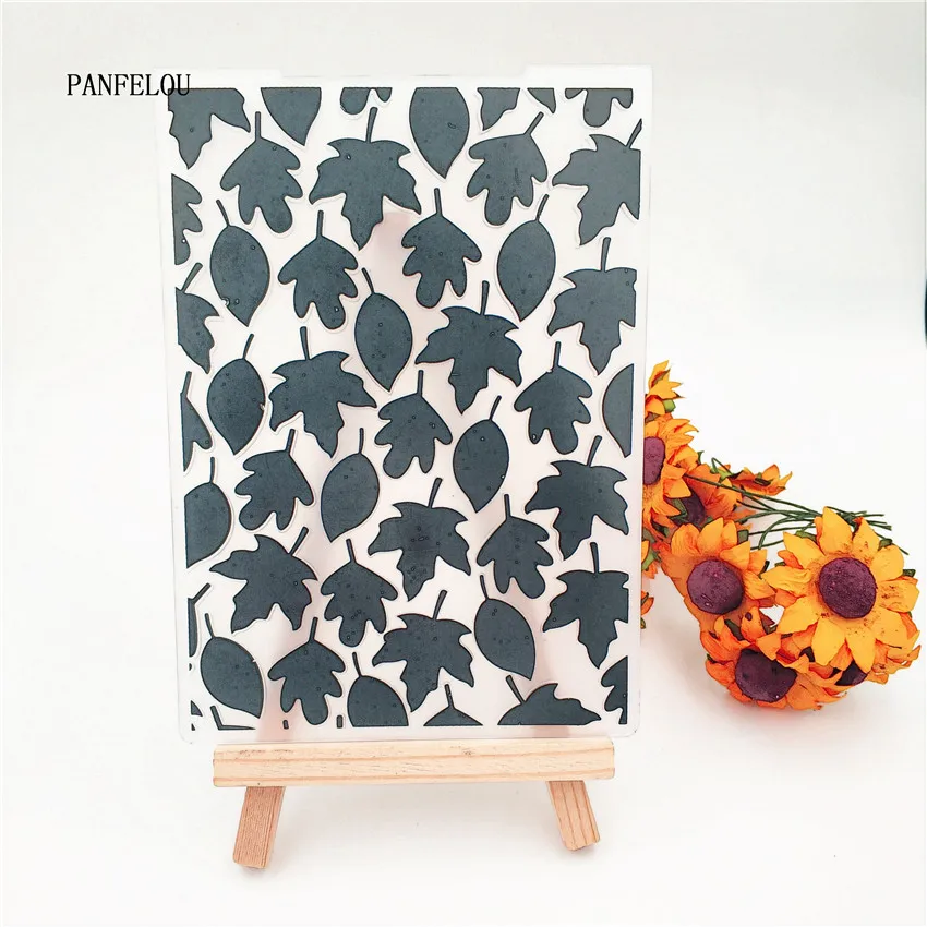 PANFELOU Leaf pine cones Embossing folders Plastic For Scrapbooking DIY Template Fondant Cake Photo Album Card Making | Дом и сад