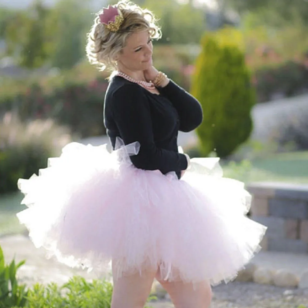 Розовая многослойная юбка пачка до колена для взрослых дня рождения вечеринки