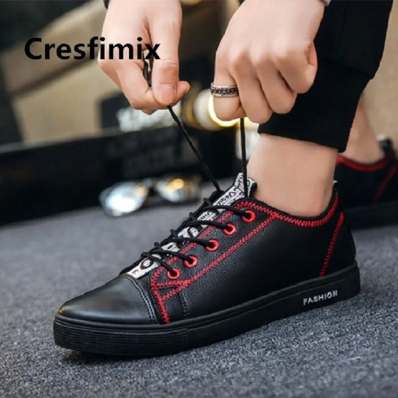 

Marlisasa Male Fashion High Quality Spring & Autumn Lace Up Shoes Men Casual Black White Pu Leather Shoes Zapatos Hombre F2740