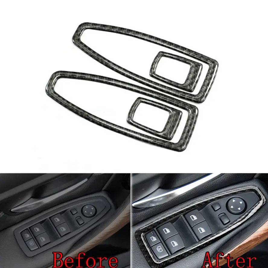 

BBQ@FUKA Carbon Fiber Car Interior Window Lift Switch Panel Button Cover Styling Sticker Fit For bmw 3 Series F30 2013-2015