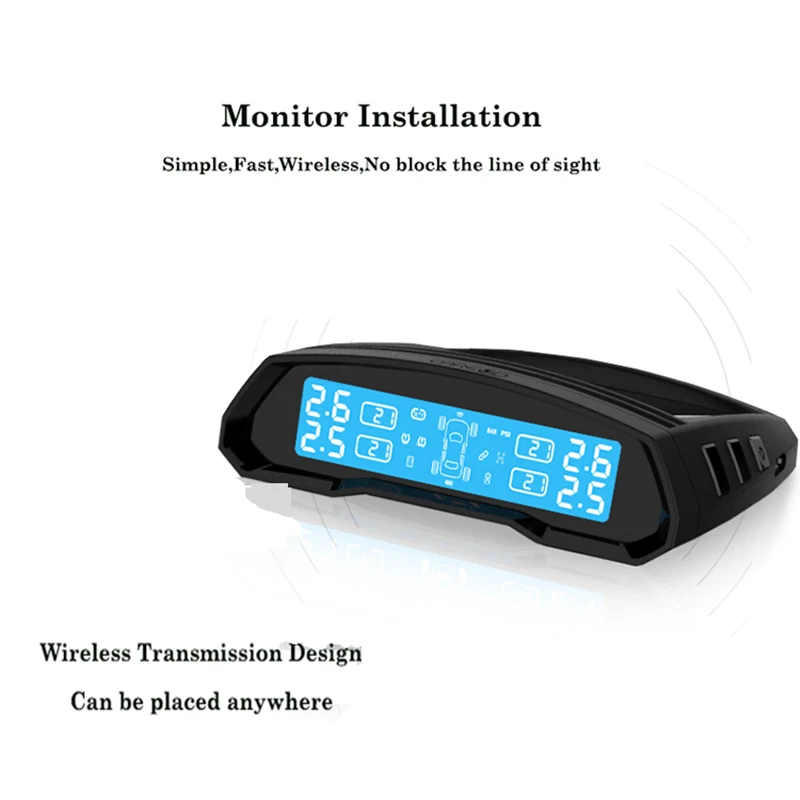 Система контроля давления в шинах TPMS с ЖК дисплеем беспроводная система 4 внешних