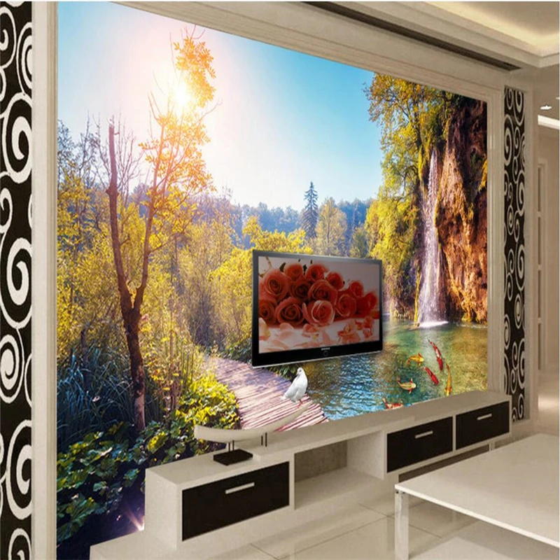 Обои beibehang 3D Наклейка на стену HD уличная красота винтажный деревянный мост