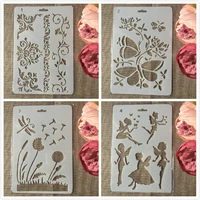 4pcs a4 27cm fairy butterfly flower diy craft layering stencils painting scrapbooking stamping embossing album paper template