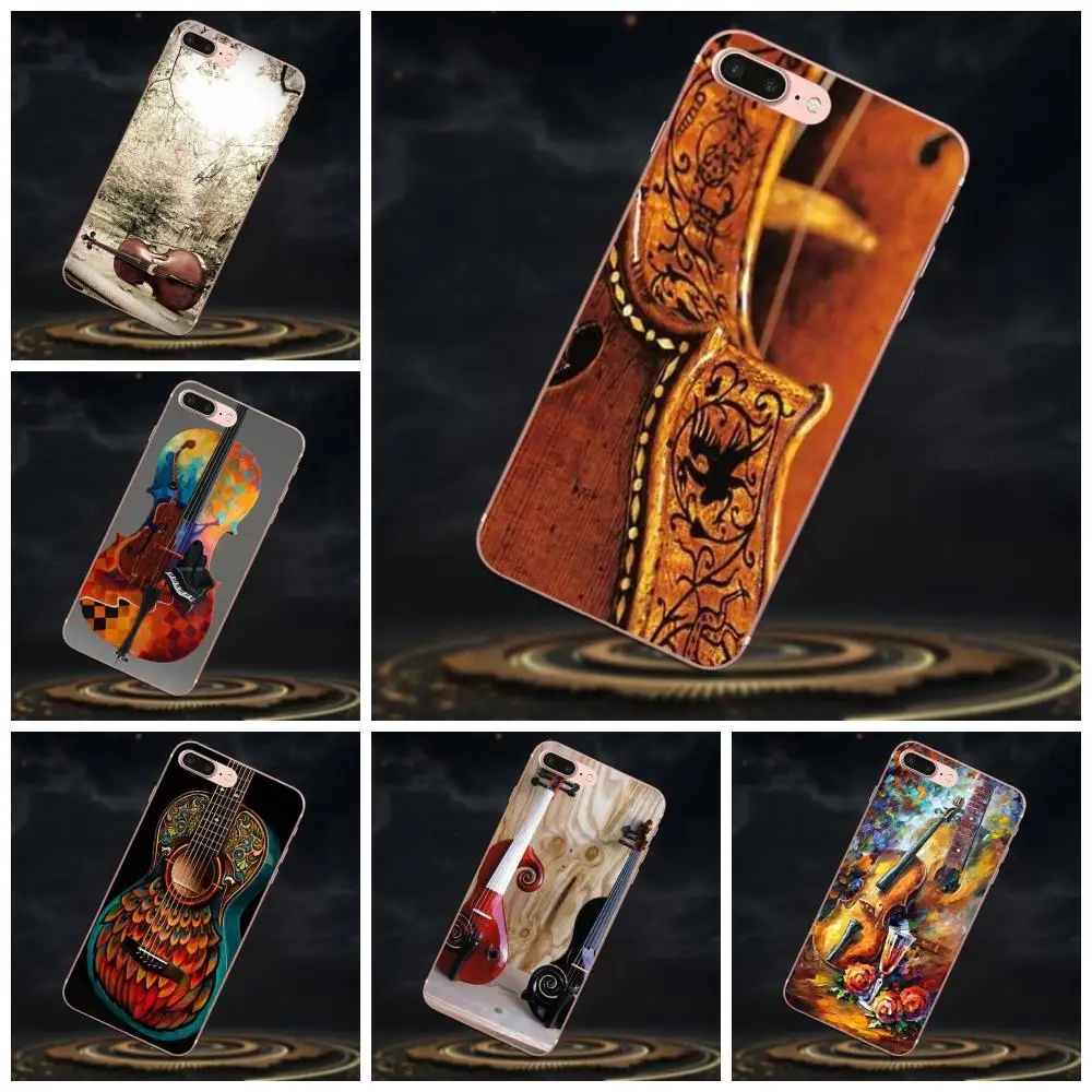 Для Apple iPhone 4 4S 5 5C 5S SE 6 6S 7 8 Plus X XS Max XR мягкие чехлы из ТПУ Обложка яркая скрипка и