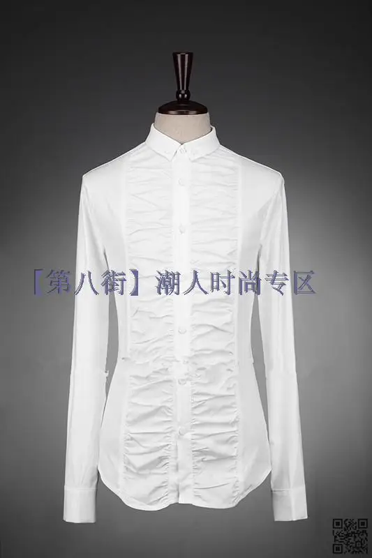 S~6XL 2022 New Men's Clothing Fashion Hair Stylist Ruffle Long-sleeve Shirt Plus Size Singer Costumes