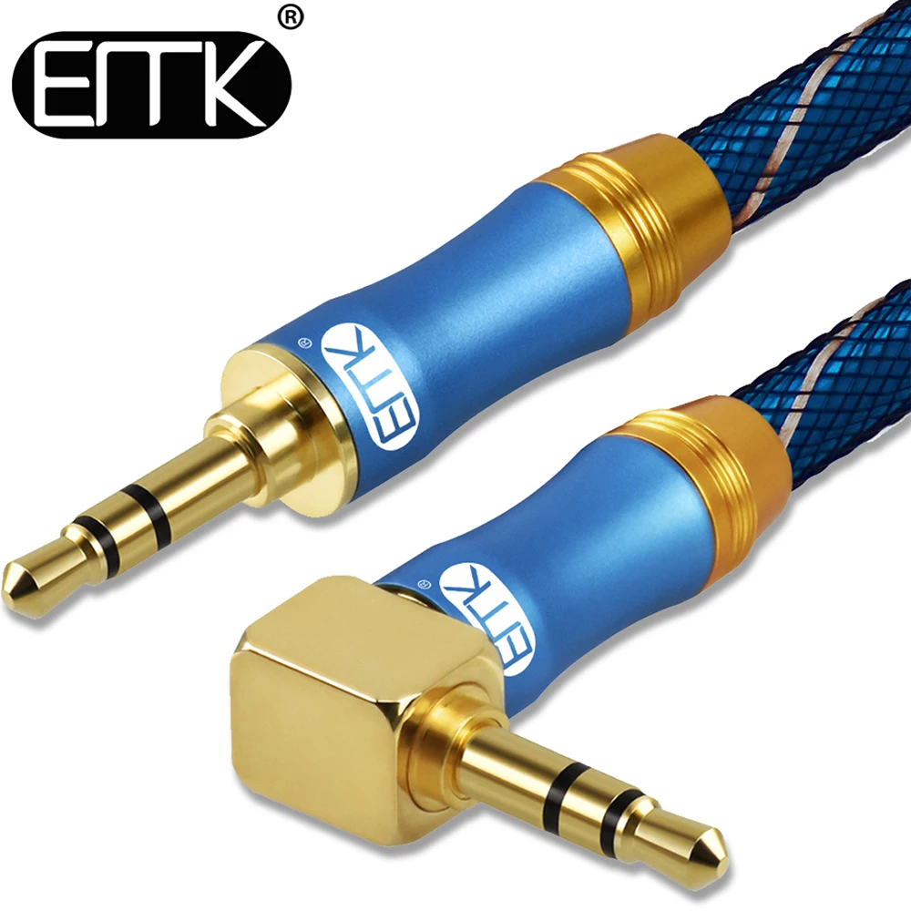

EMK 90 Degree AUX Cable Male Right Angle 3.5mm AUX Cord for Car Headphone MP3/4 Aux
