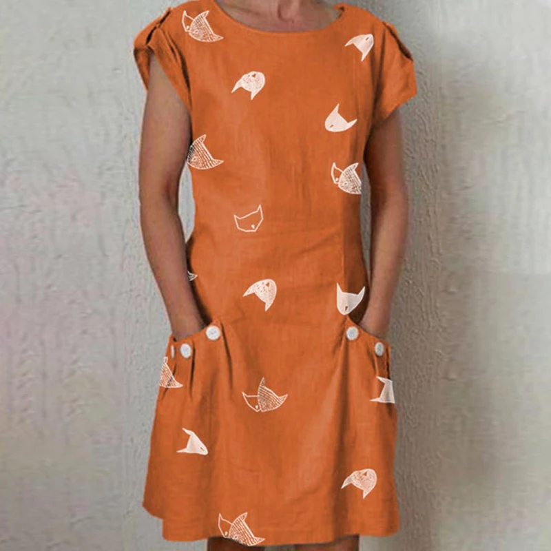 Новинка 2019 женское платье с коротким рукавом и круглым вырезом модное плюс