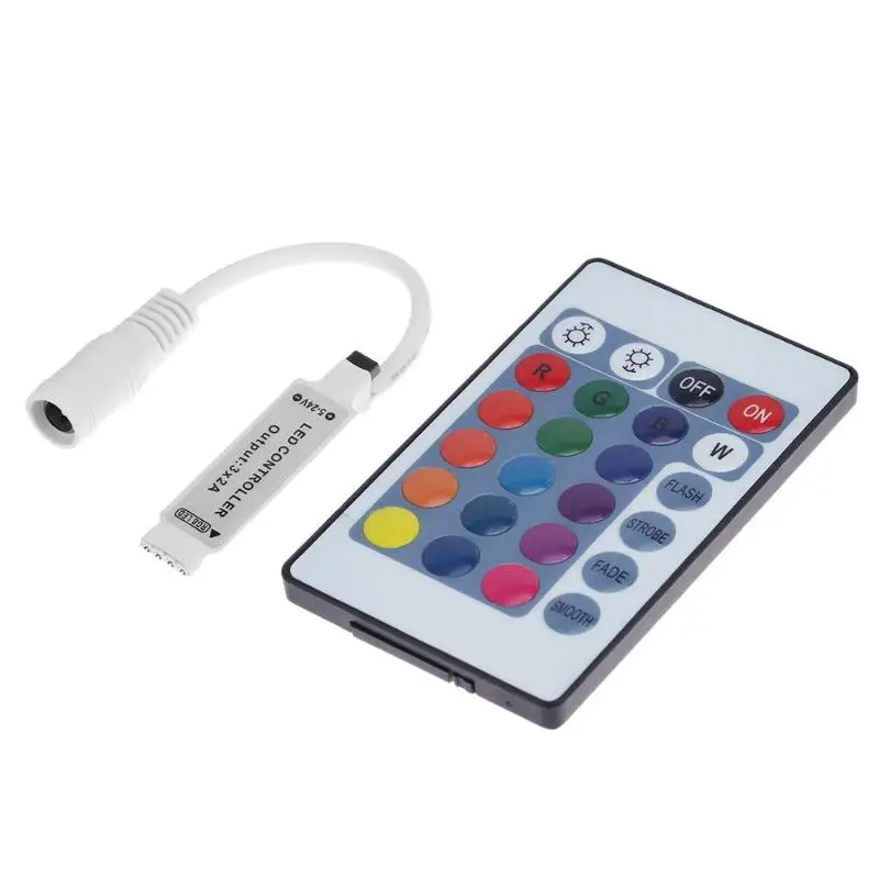 Мини 5 24V 24 кнопочный ИК Беспроводной LED RGB контроллер пульт дистанционного