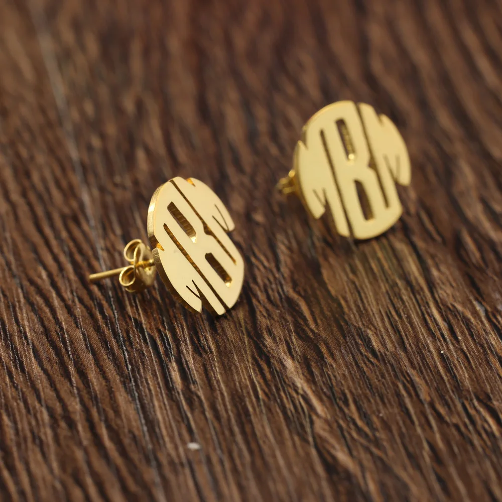 3 Initals Fashion Wedding Earrings Monogrammed Stud earring for women Real 925 solid silver engragement earrings Christmas |