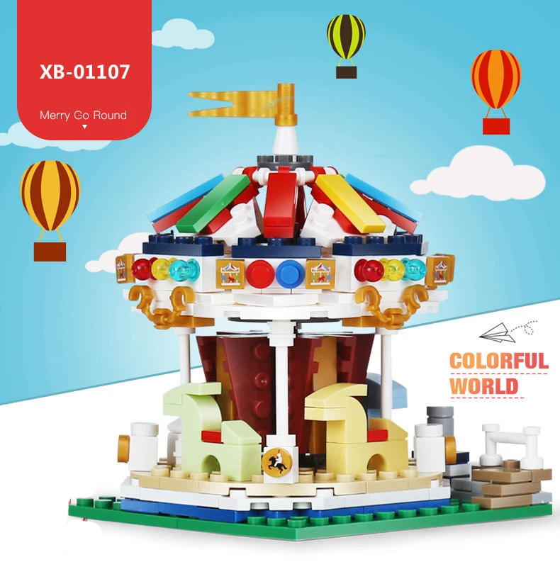 Забавный город funland мини карусель строительный блок игровая площадка Merry go round