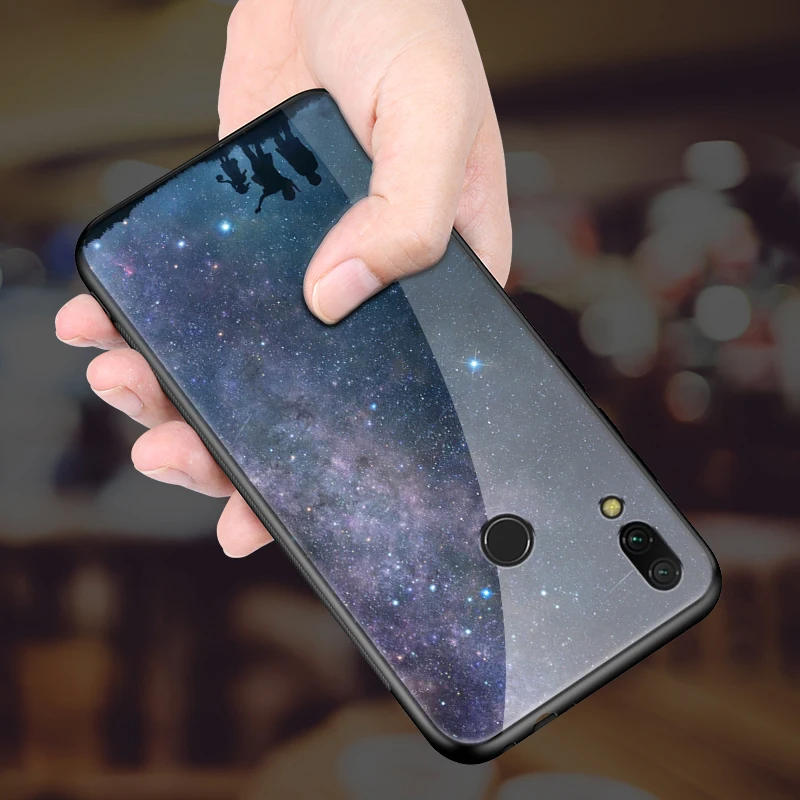 Чехол для телефона из закаленного стекла Xiaomi Redmi Note 5 6 7 Y3 6A Pro Нескользящие черные